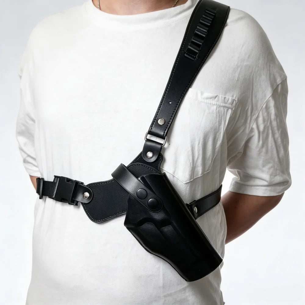 Tactical Underarm Shoulder Holster PU Leather Adjustable Strap Universal Concealed Carry Pistol Holster for Outdoor Hunting