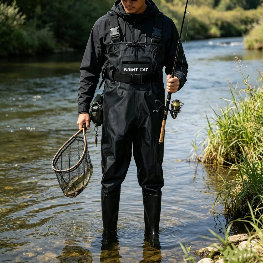 Night Cat Waterproof Fishing Waders: Hunting Chest Waders with Bootfoot and Belt