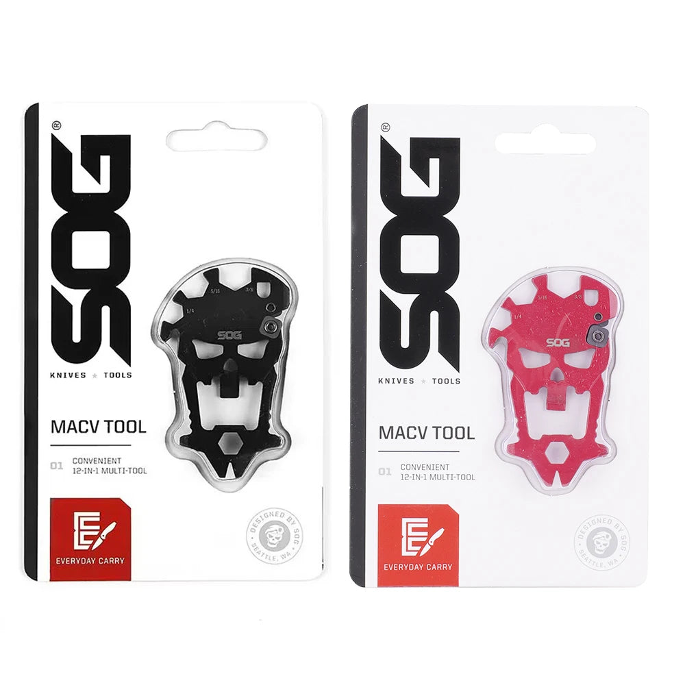 SOG 12 in 1 MACV EDC Multi-tool Stainless Steel Keychain Pocket Gadget Portable Mini Multifunctional Tools with Bottle Opener Screwdriver Wrench Cutter For Cycling Camping Outdoor