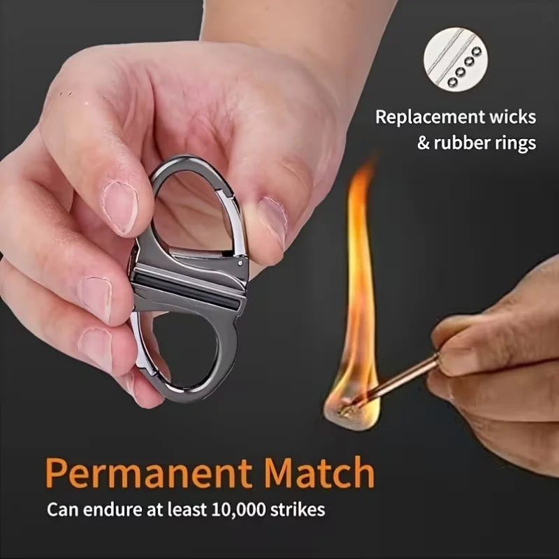 Durable Metal Keychain Fire Starter Requires No Batteries.