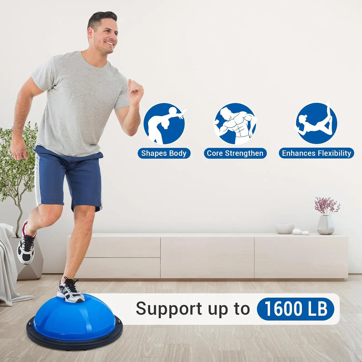 Tacleekii Half Balance Ball 23 in 1600Lb Capacity Half Exercise Ball for Core Workouts,