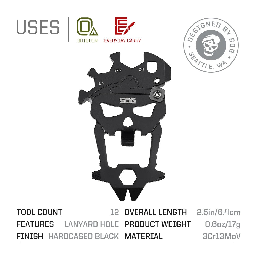 SOG 12 in 1 MACV EDC Multi-tool Stainless Steel Keychain Pocket Gadget Portable Mini Multifunctional Tools with Bottle Opener Screwdriver Wrench Cutter For Cycling Camping Outdoor