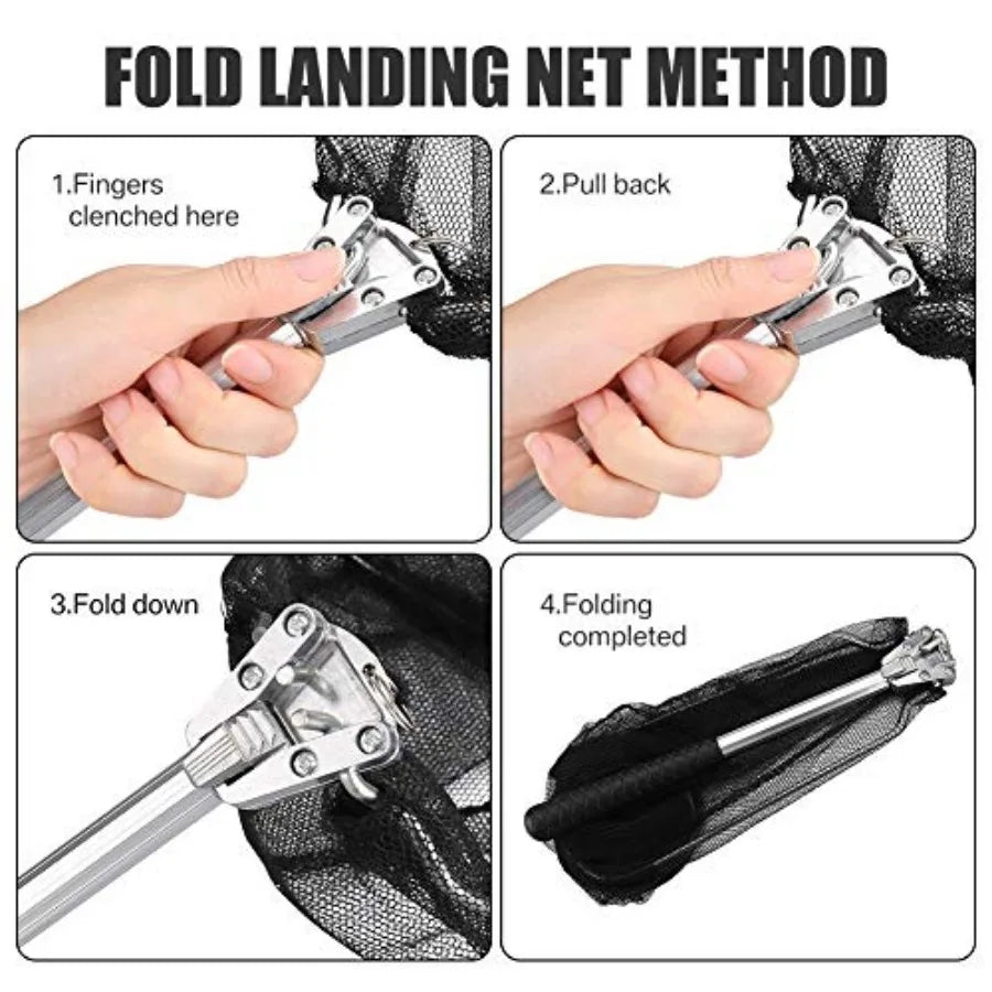 Fishing Landing Net with Telescopic Aluminum Handle Pole