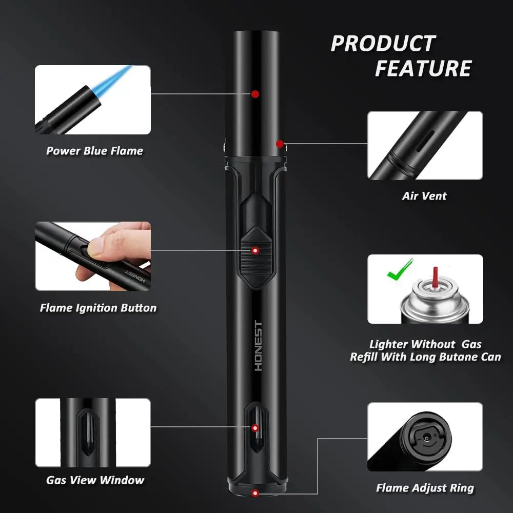 2/4PCS Butane Torch Lighters Windproof Long Jet Flame Refillable Pen Lighter Adjustable