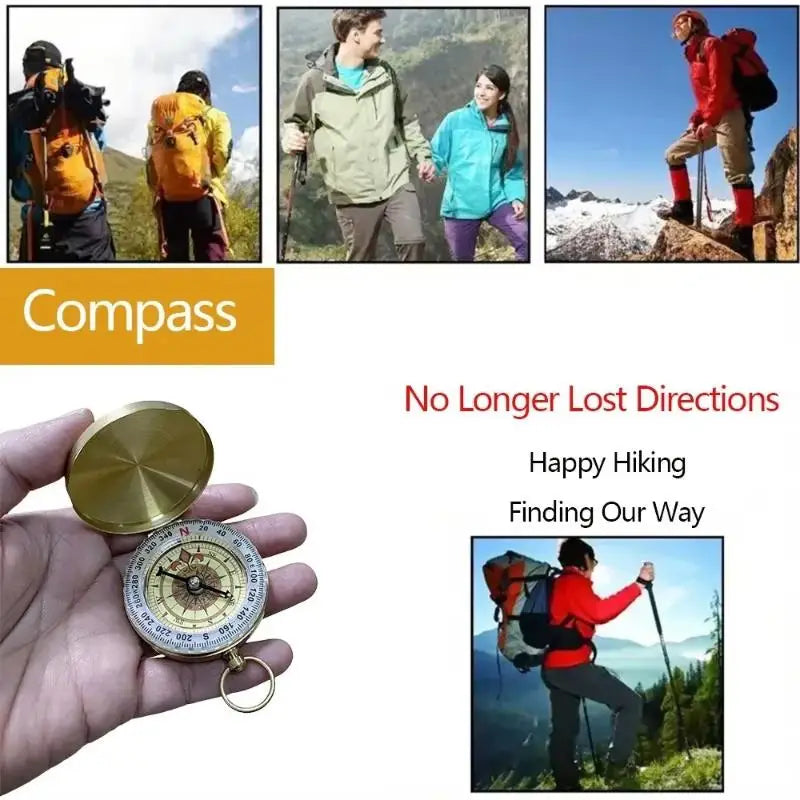 Portable Mini Brass Gold Pocket Compass