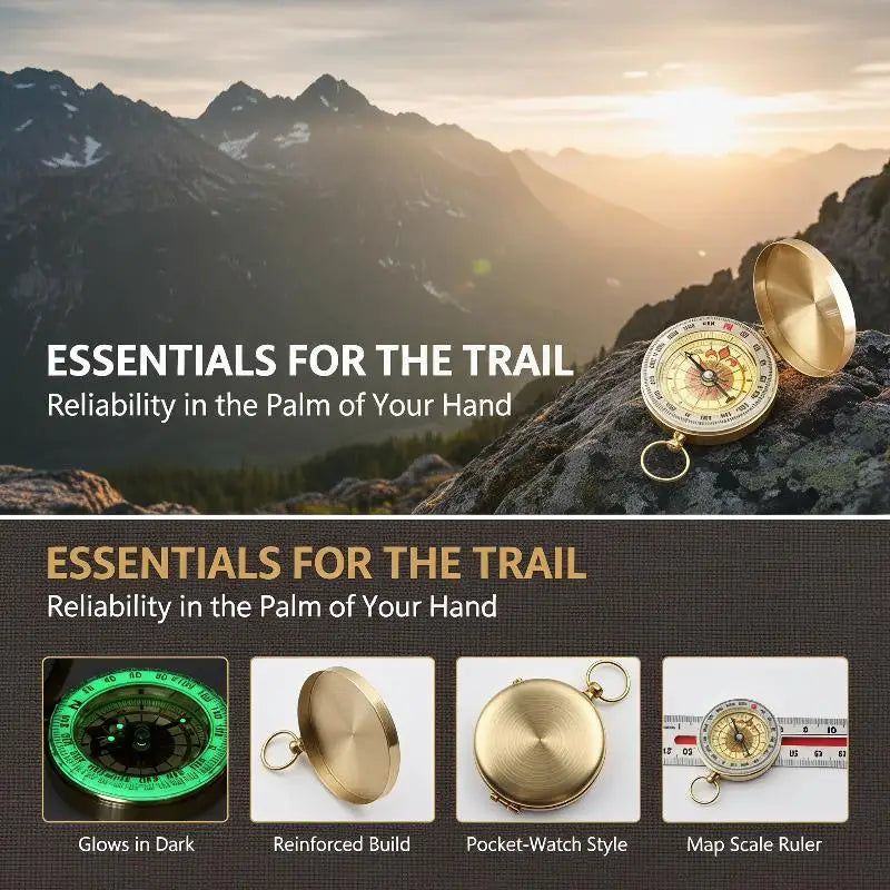 Portable Mini Brass Gold Pocket Compass