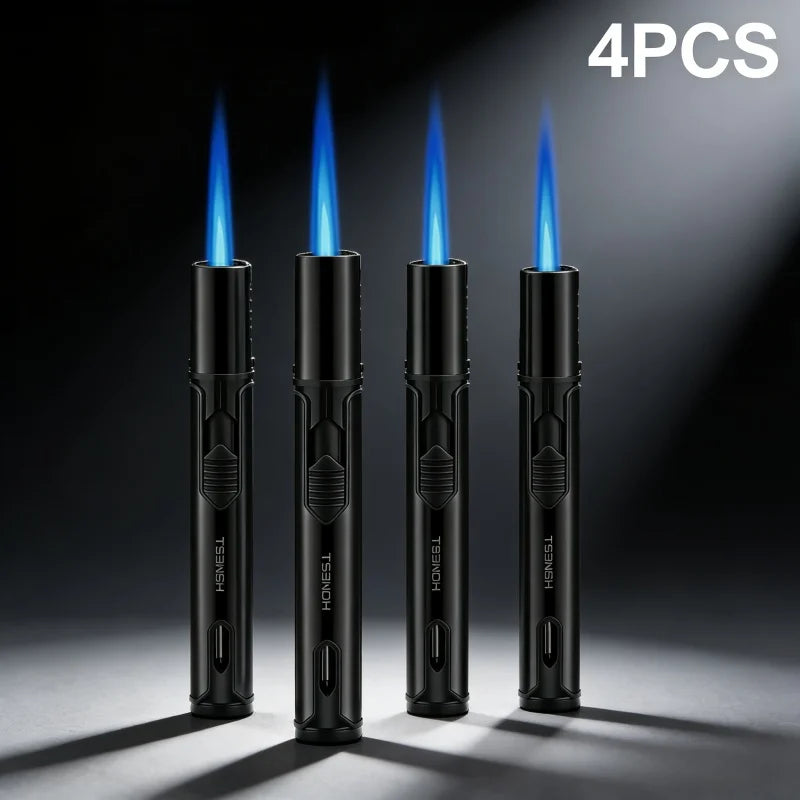 2/4PCS Butane Torch Lighters Windproof Long Jet Flame Refillable Pen Lighter Adjustable