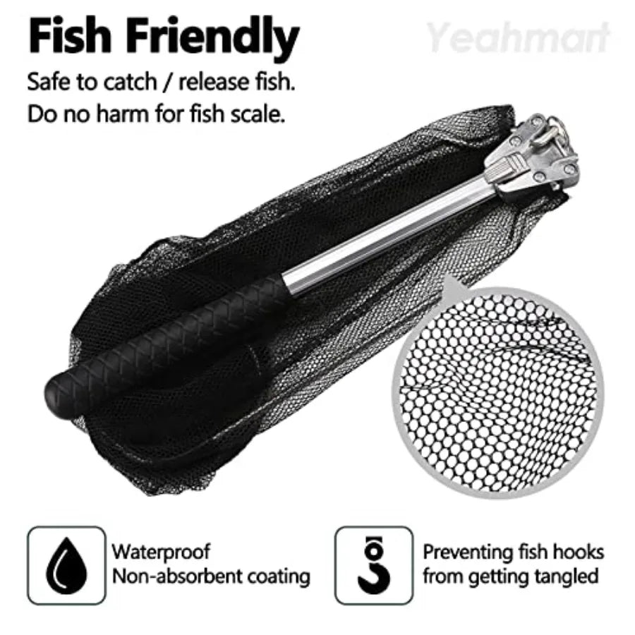 Fishing Landing Net with Telescopic Aluminum Handle Pole