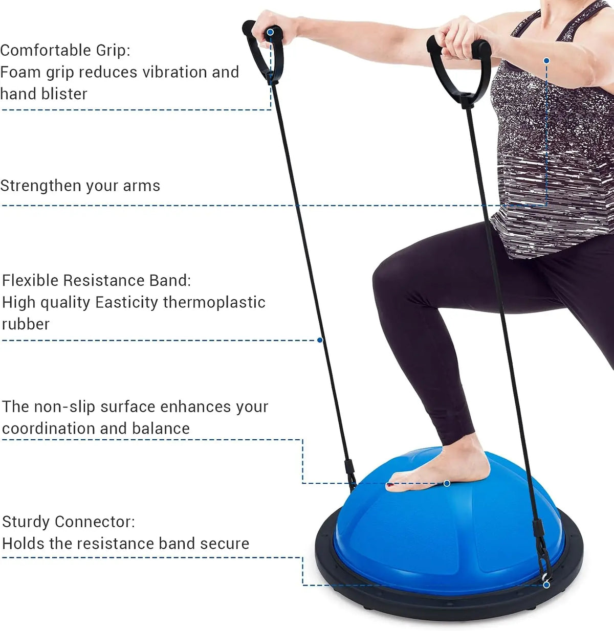 Tacleekii Half Balance Ball 23 in 1600Lb Capacity Half Exercise Ball for Core Workouts,