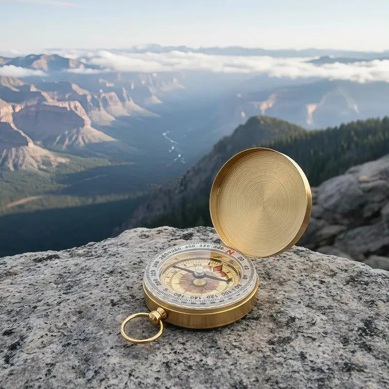 Portable Mini Brass Gold Pocket Compass