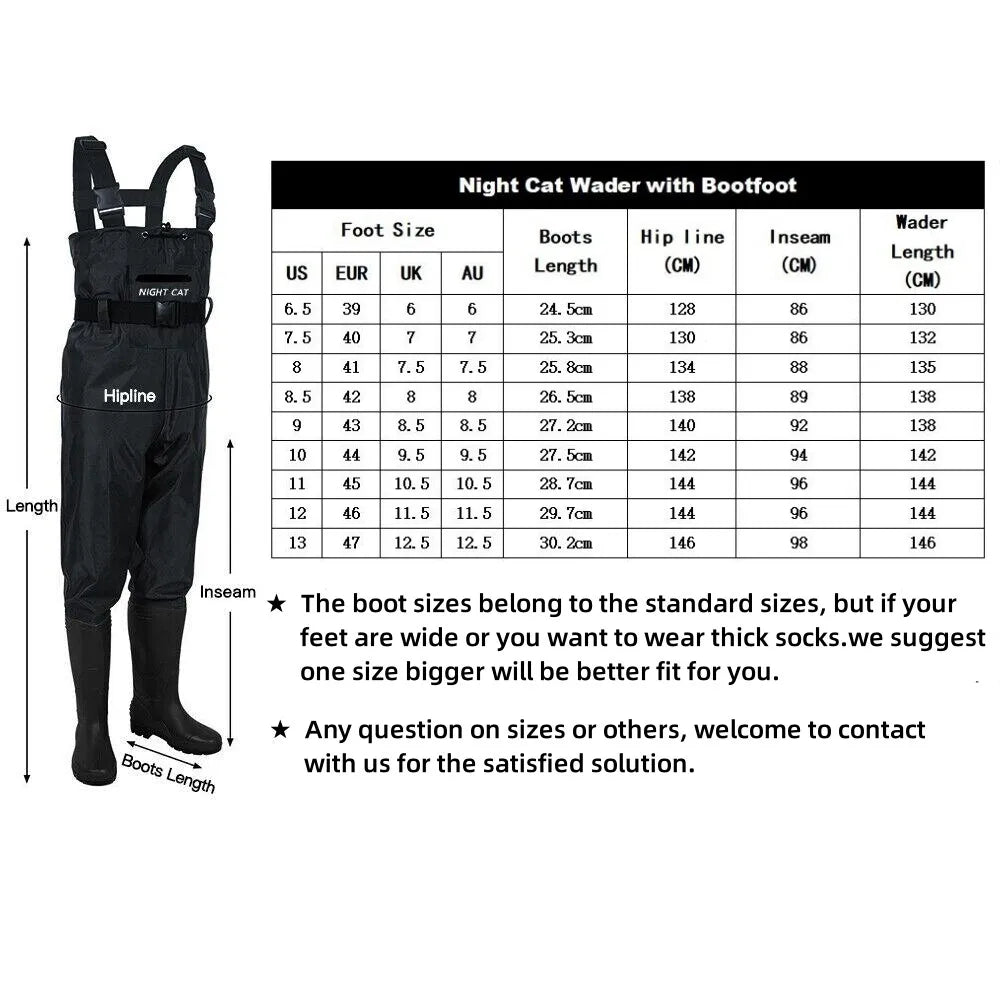 Night Cat Waterproof Fishing Waders: Hunting Chest Waders with Bootfoot and Belt