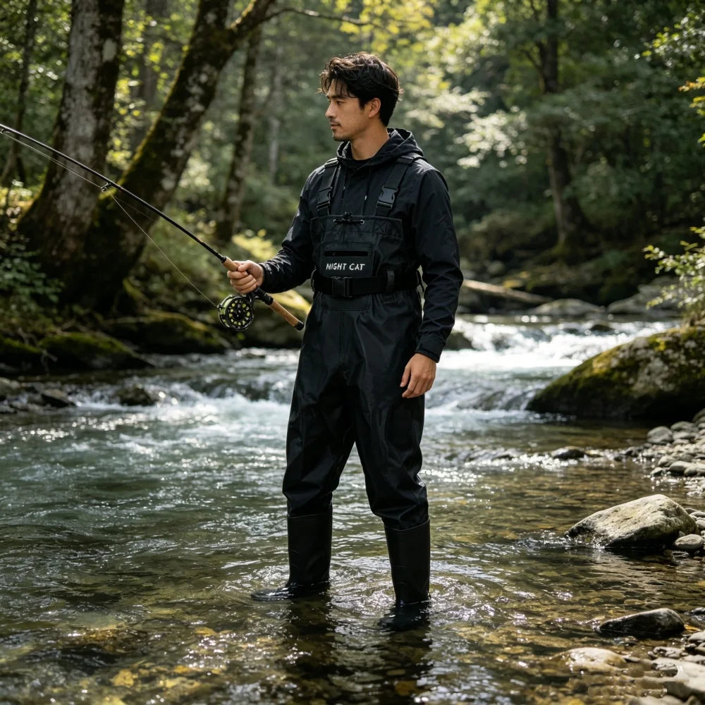 Night Cat Waterproof Fishing Waders: Hunting Chest Waders with Bootfoot and Belt